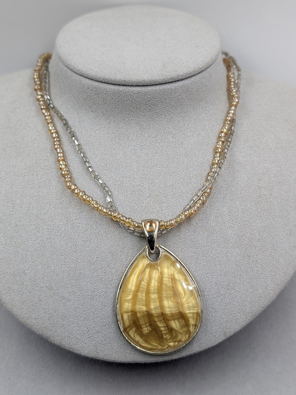 Kenneth Cole Amber Swirl Enamel Double Strand Beaded Necklace | 0130